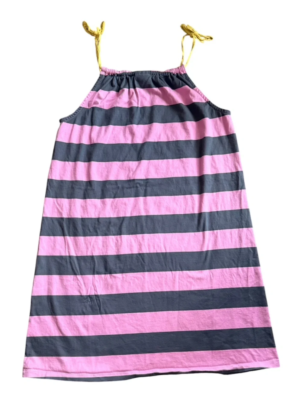 Hanna Andersson Purple/Navy Striped Pillowcase Dress w/ Yellow Ties 160 (14-16)